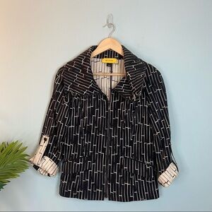 St. John Yellow Label Black and White Geometric Print Jacket